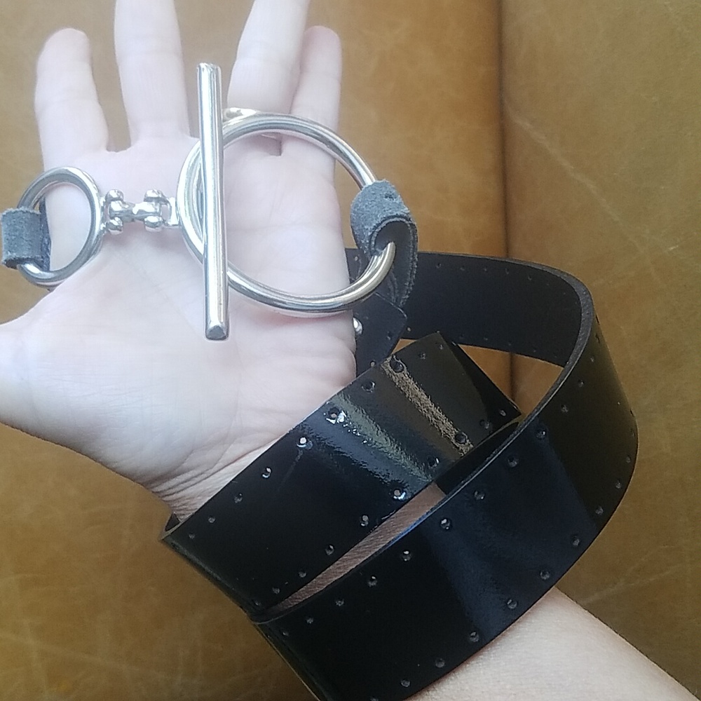 Vintage Tristan Patent Leather Toggle Black Belt